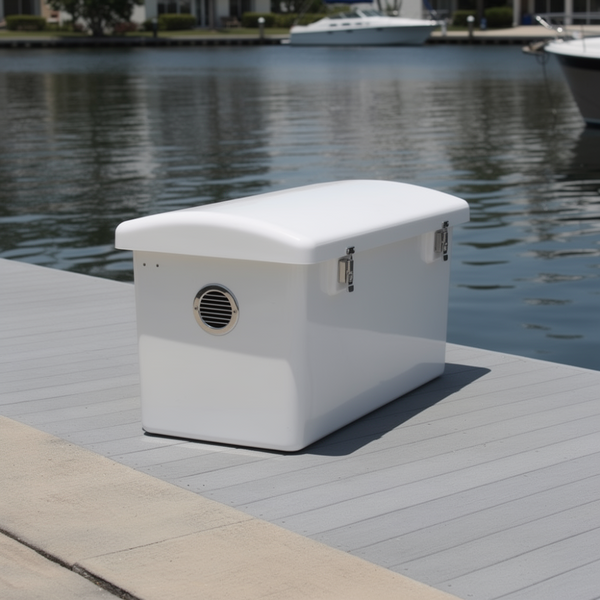 Deluxe Fiberglass Low Profile Dock Box 50" x 22" x 24"