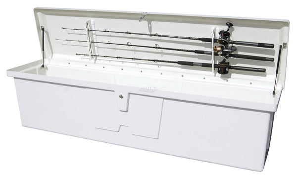 Premium Fiberglass Low Profile Dock Box 95" x 22" x 24" with Rod Holders