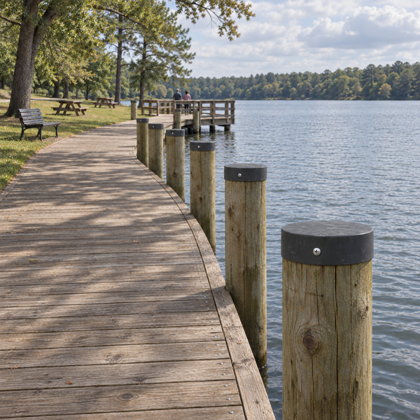 8-1/2" Dark Gray, Flat, Round, Piling Cap
