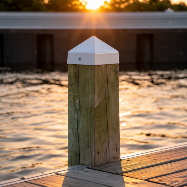 5-1/2" x 5-1/2" White, Cone, Square, Piling Cap
