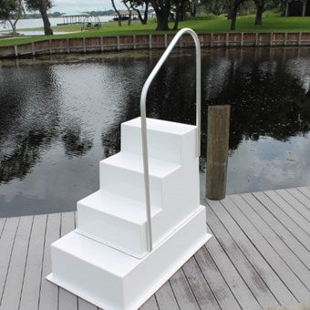 Fiberglass Dock Stairs - 4 Steps with Handrail on Right