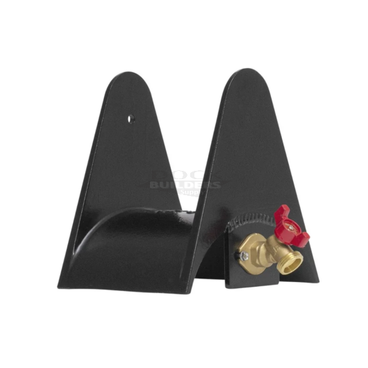 Hose Holder with Water Connection, Powder Coated, Black