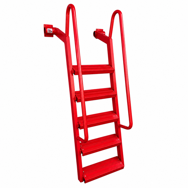 5-Step Wet Steps Dock Ladder – Red Powder Coat Finish (WELDED)