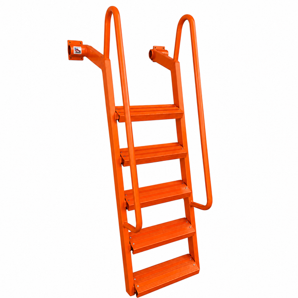 5-Step Wet Steps Dock Ladder – Safety Orange Powder Coat Finish (WELDED)