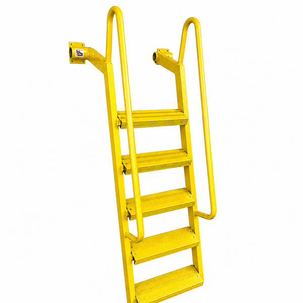 5-Step Wet Steps Dock Ladder – Safety Yellow Powder Coat Finish (WELDED)