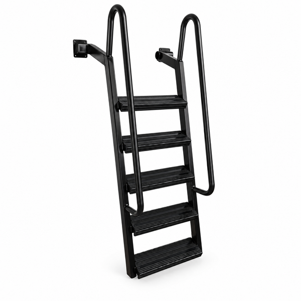 5-Step Wet Steps Dock Ladder – Hammered Black Powder Coat Finish (BOXED)