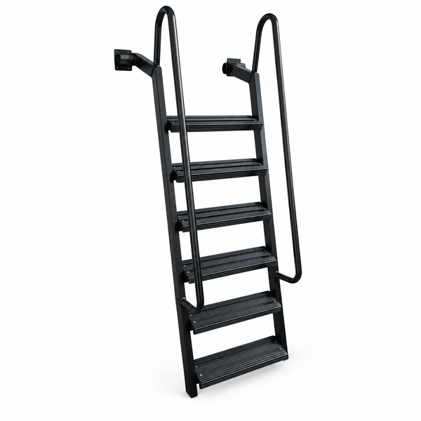 6-Step Wet Steps Dock Ladder – Hammered Black Powder Coat Finish (BOXED)