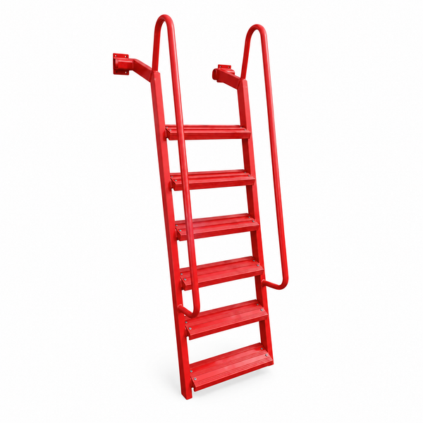 6-Step Wet Steps Dock Ladder – Red Powder Coat Finish (BOXED)