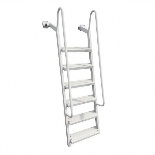6-Step Wet Steps Dock Ladder – White Powder Coat Finish (BOXED)