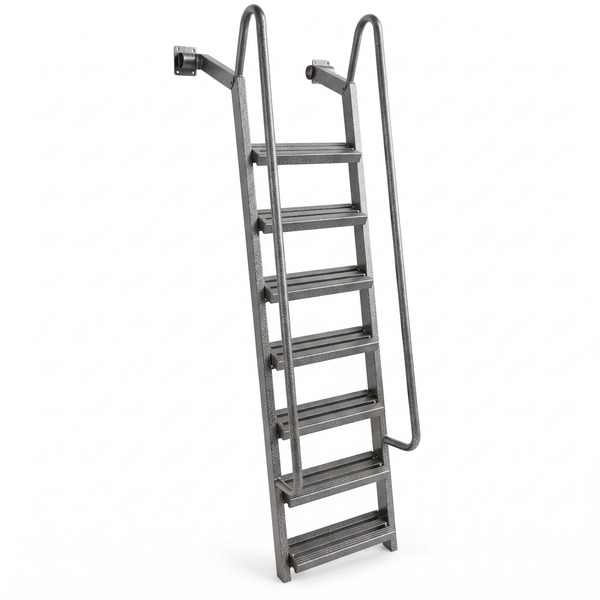 7-Step Wet Steps Dock Ladder – Hammered Silver Vein Powder Coat Finish (BOXED)
