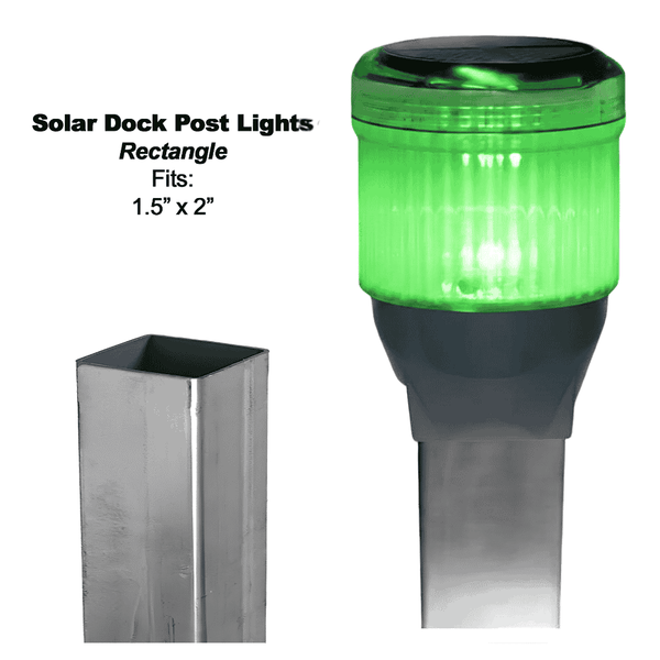 Solar Dock Lites (2 Pack) – Rectangle – Green LED