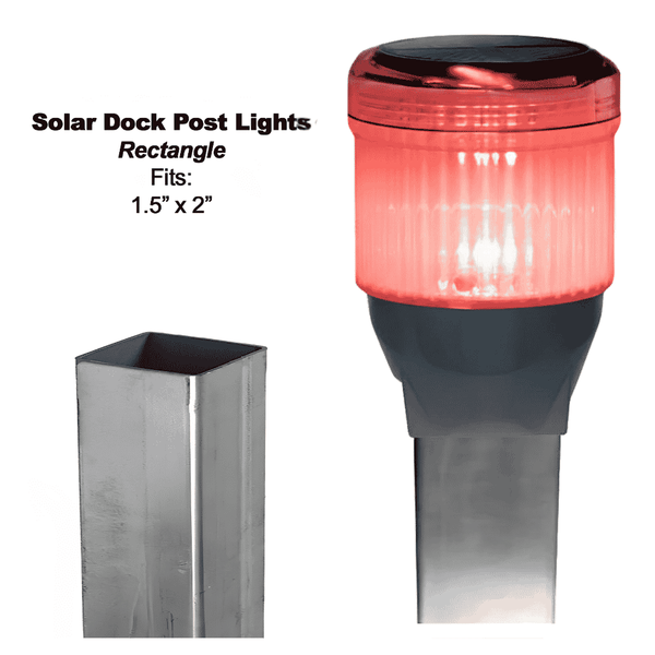 Solar Dock Lites (2 Pack) – Rectangle –Red LED