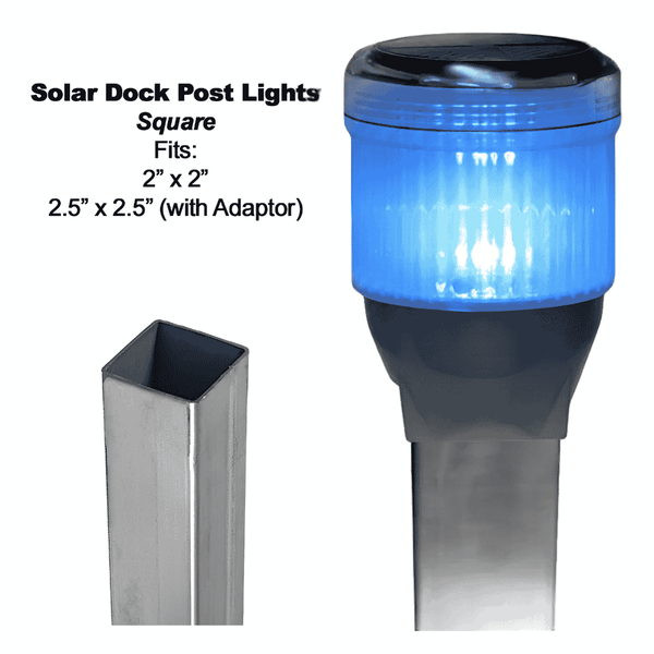 Solar Dock Lites (2 Pack) – Square – Blue LED