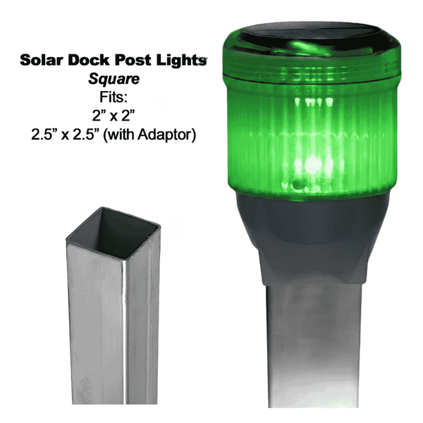 Solar Dock Lites (2 Pack) – Square – Green LED