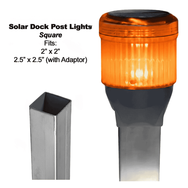 Solar Dock Lites (2 Pack) – Square – Orange LED