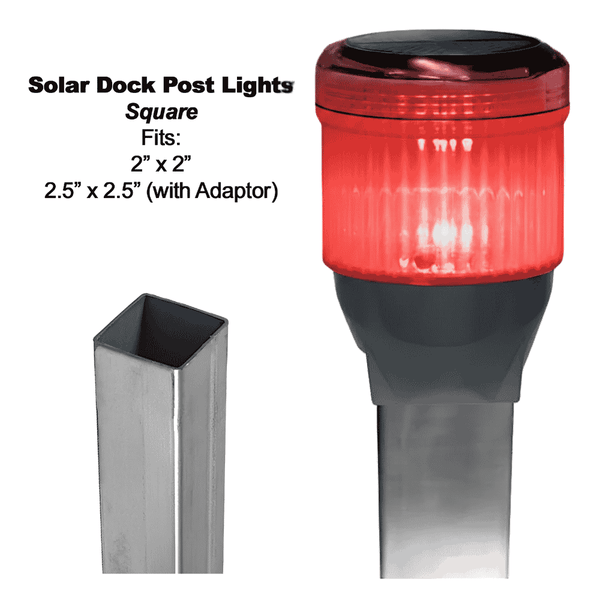 Solar Dock Lites (2 Pack) – Square – Red LED