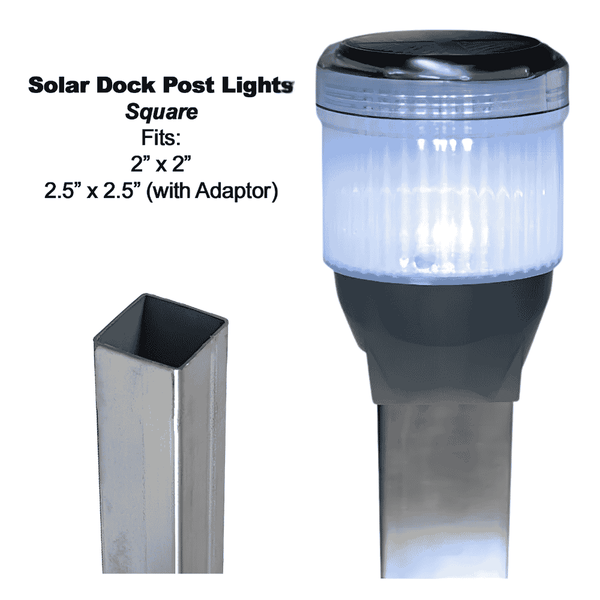 Solar Dock Lites (2 Pack) – Square – White LED