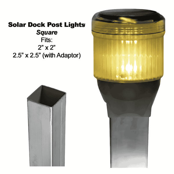 Solar Dock Lites (2 Pack) – Square – Yellow LED