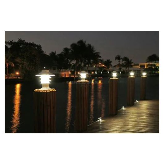 Solar Pagoda Piling Light - White Finish with Multicolor LED