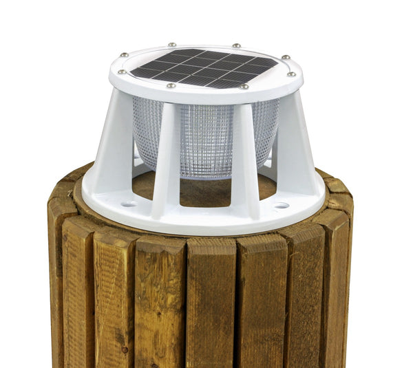 8" Solar Piling Light - White Finish with Multicolor (White, Amber, or Blue) LEDs