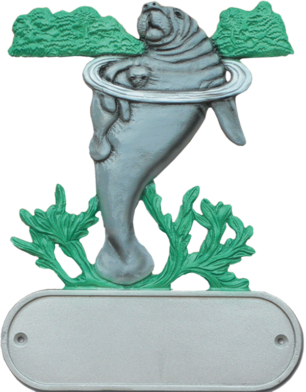 Nautical Address Plaque, Manatee, Full-Color Finish
