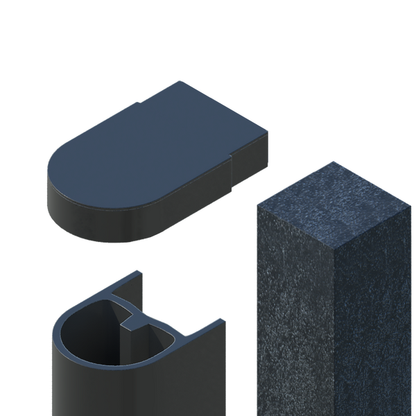 Flexmaster Dock Fender 8' Long Black, mounted on recycled plastic 4" x 4" with one end cap