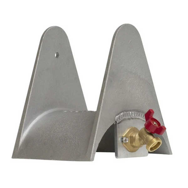 Hose Holder with Water Connection, Aluminum Finish