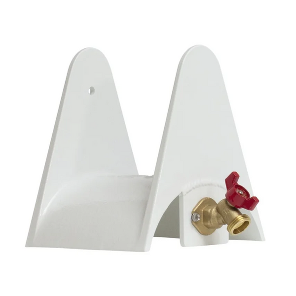 Hose Holder with Water Connection, Powder Coated, White