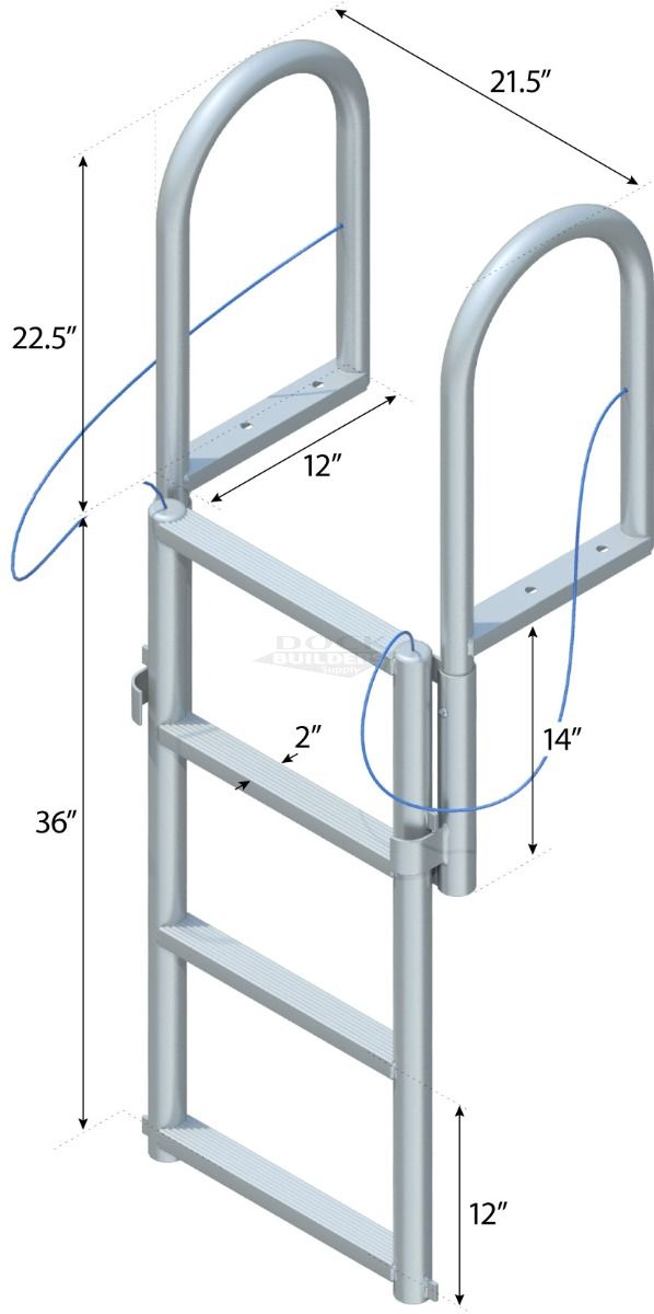 4 Step Floating Dock Lift Ladder with 2" Standard Steps
