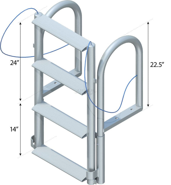 4 Step Floating Dock Lift Ladder with 3-1/2" Wide Steps