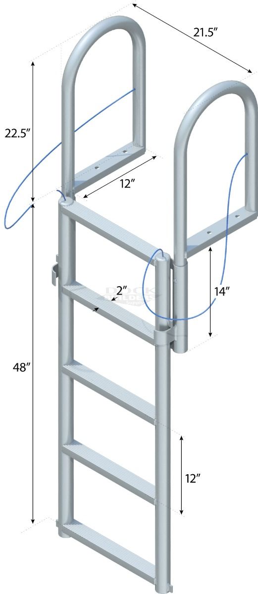 5-Step Floating Dock Lift Ladder, 2" Standard Steps