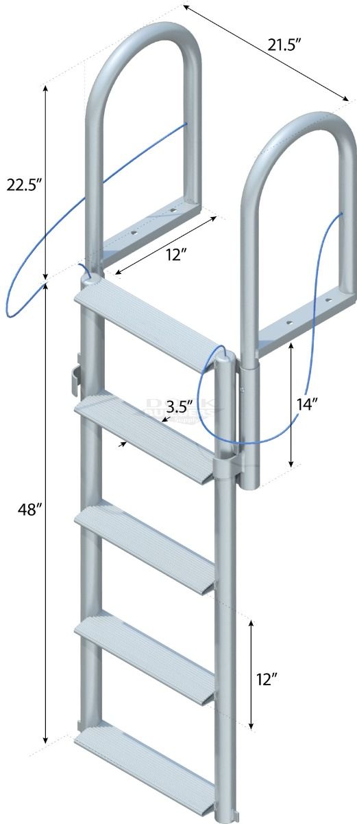 5 Step Floating Dock Lift Ladder with 3-1/2" Wide Steps