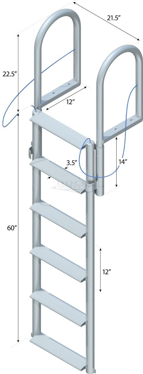 6 Step Floating Dock Lift Ladder with 3-1/2" Wide Steps