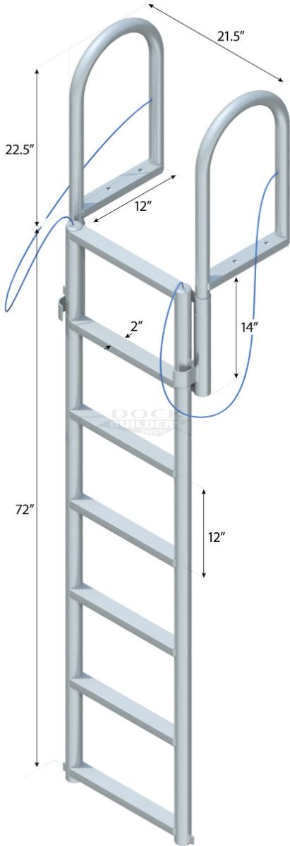 7 Step Floating Dock Lift Ladder with 2" Standard Steps