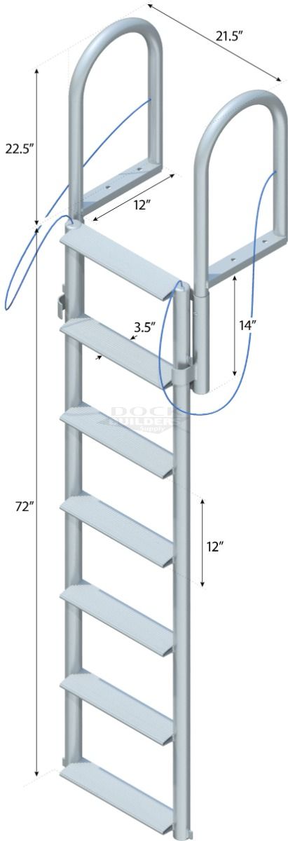 7 Step Floating Dock Lift Ladder with 3-1/2" Wide Steps