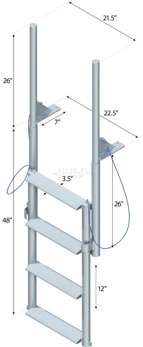 4 Step Finger Pier Lift Ladder with 3-1/2" Wide Steps