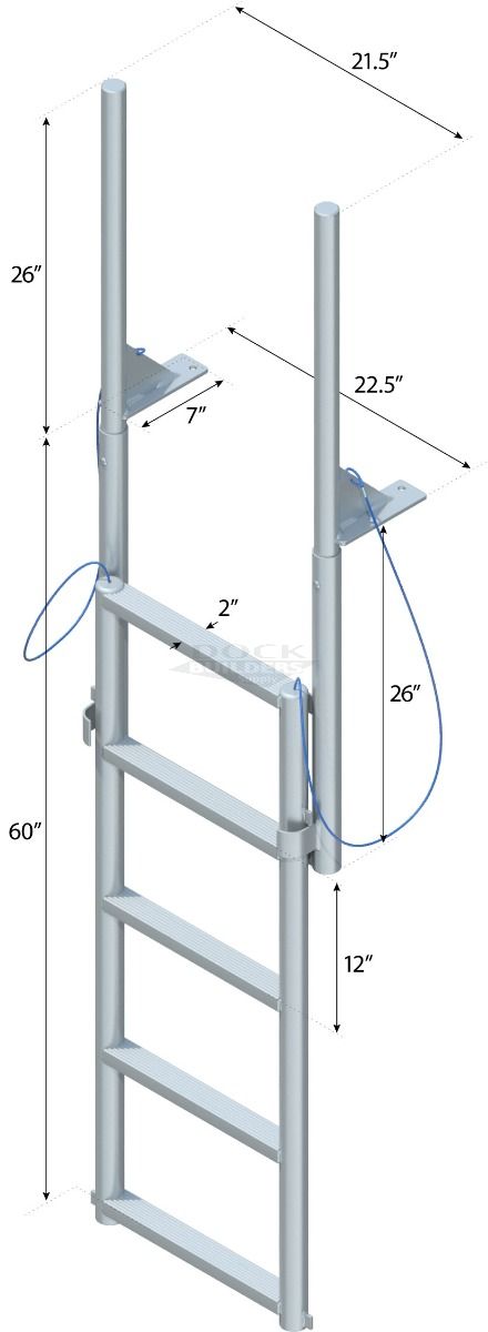 5 Step Finger Pier Lift Ladder with 2" Standard Steps