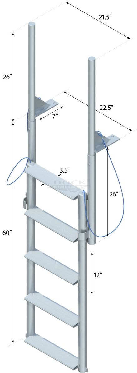 5 Step Finger Pier Lift Ladder with 3-1/2" Wide Steps