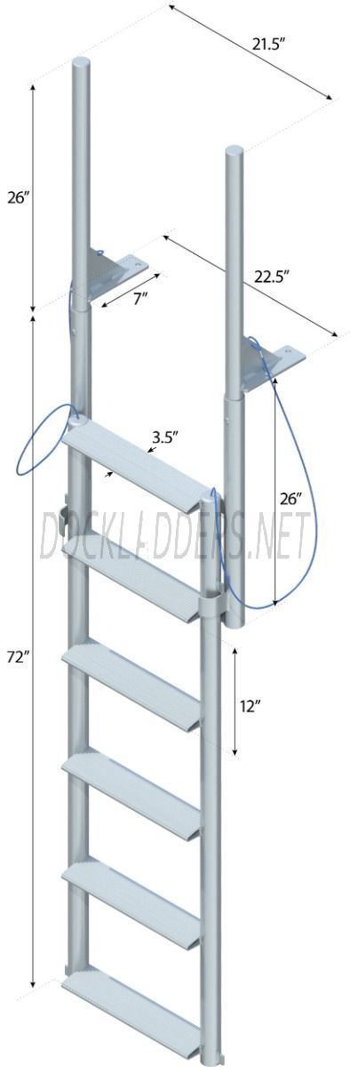 6 Step Finger Pier Lift Ladder with 3-1/2" Wide Steps