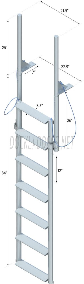 7 Step Finger Pier Lift Ladder with 3-1/2" Wide Steps