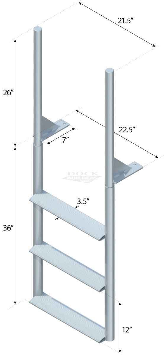 3 Step Finger Pier Straight Ladder with 3-1/2" Wide Steps