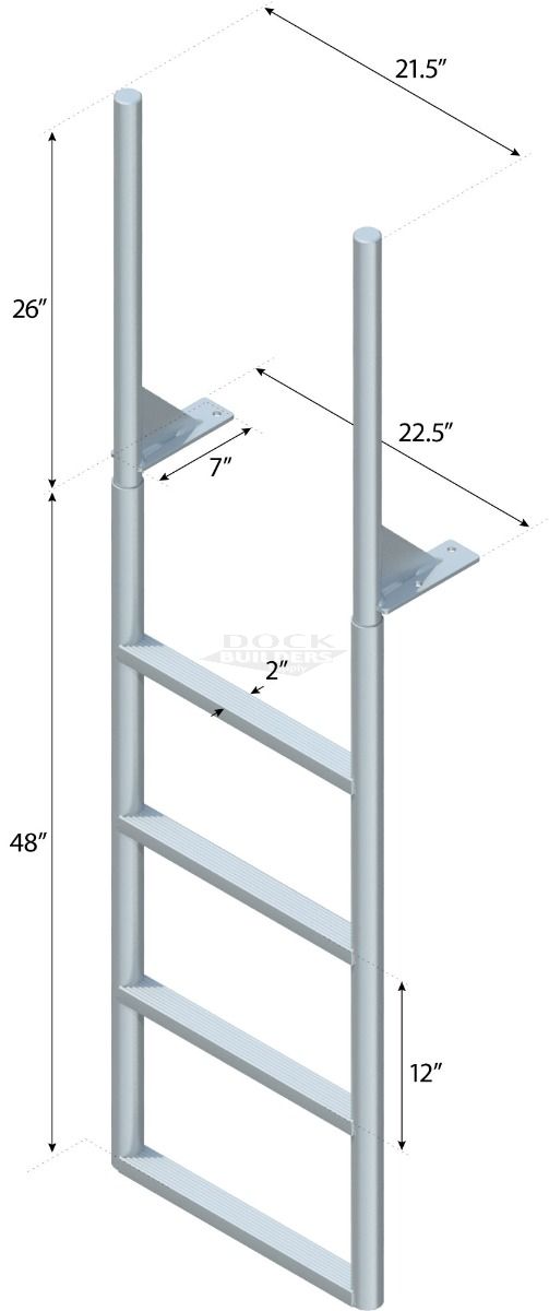 4 Step Finger Pier Straight Ladder with 2" Standard Steps