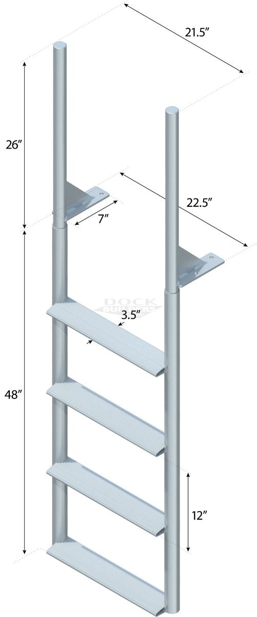 4 Step Finger Pier Straight Ladder with 3-1/2" Wide Steps
