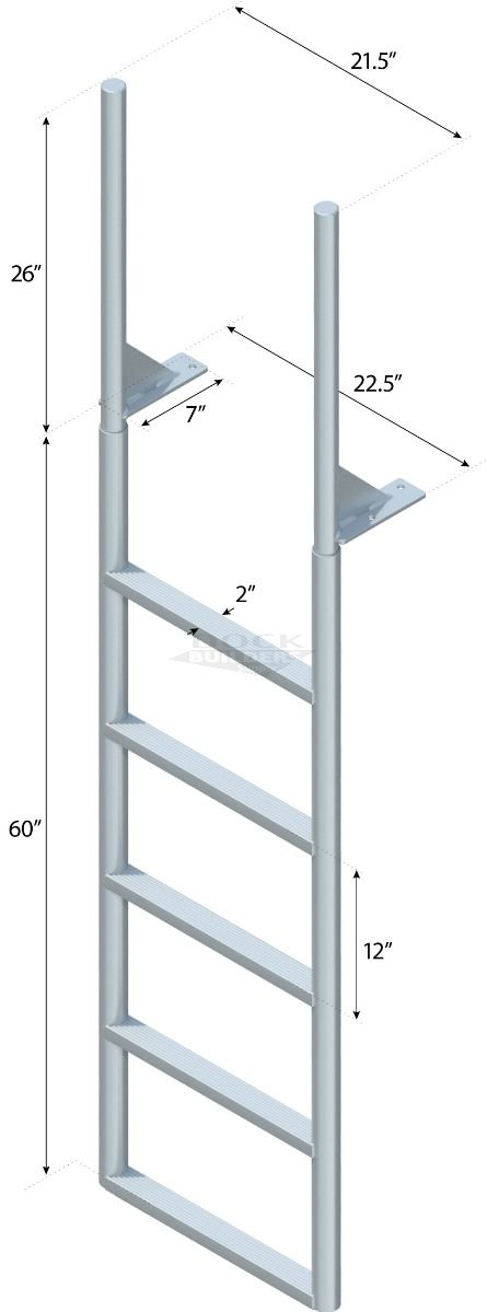 5 Step Finger Pier Straight Ladder with 2" Standard Steps