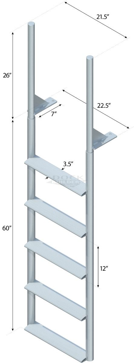 5 Step Finger Pier Straight Ladder with 3-1/2" Wide Steps