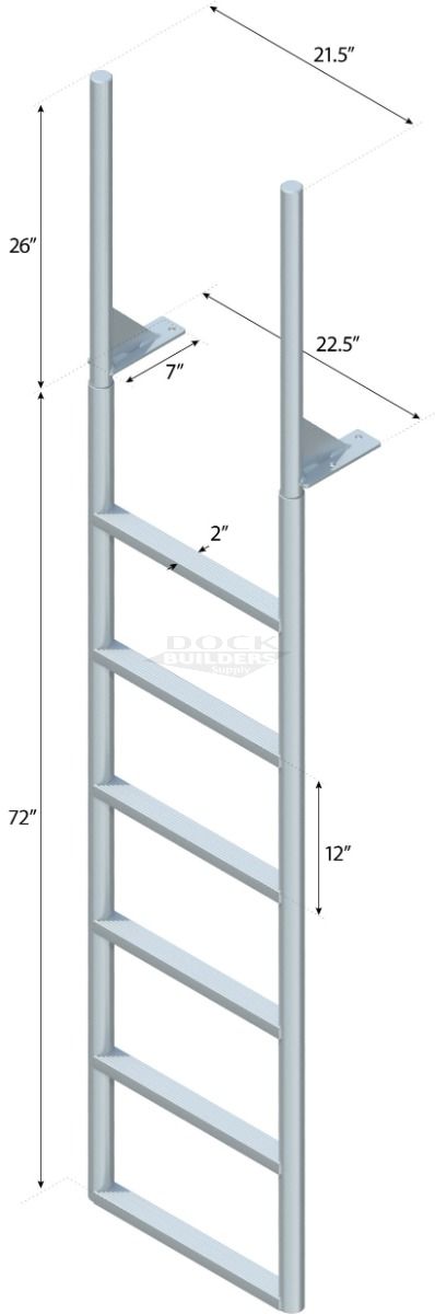 6 Step Finger Pier Straight Ladder with 2" Standard Steps