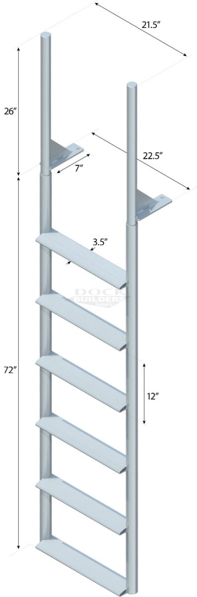 6 Step Finger Pier Straight Ladder with 3-1/2" Wide Steps
