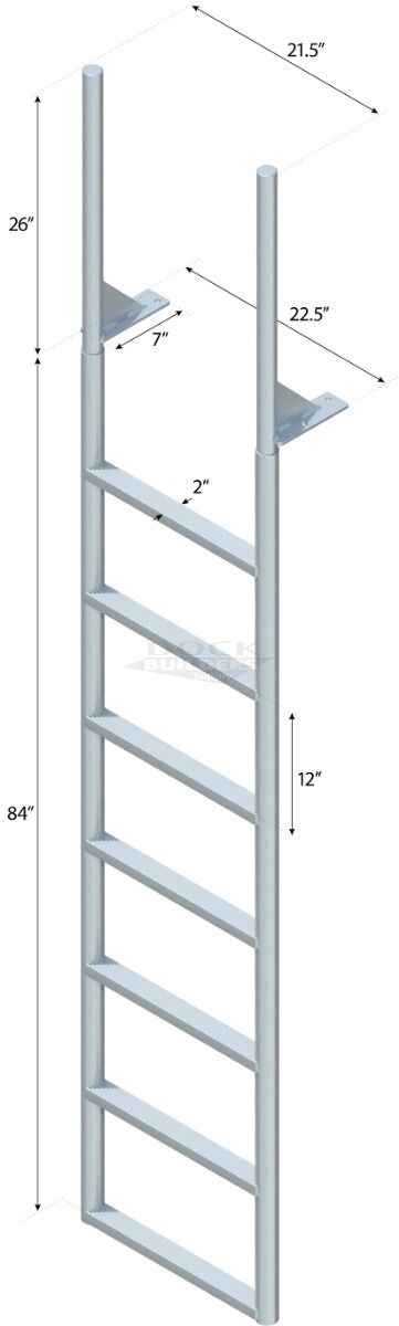 7 Step Finger Pier Straight Ladder with 2" Standard Steps