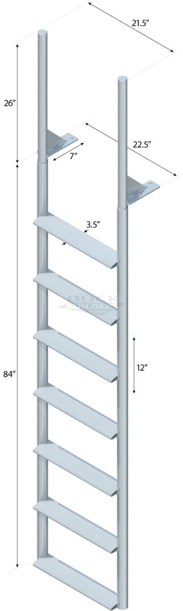 7 Step Finger Pier Straight Ladder with 3-1/2" Wide Steps