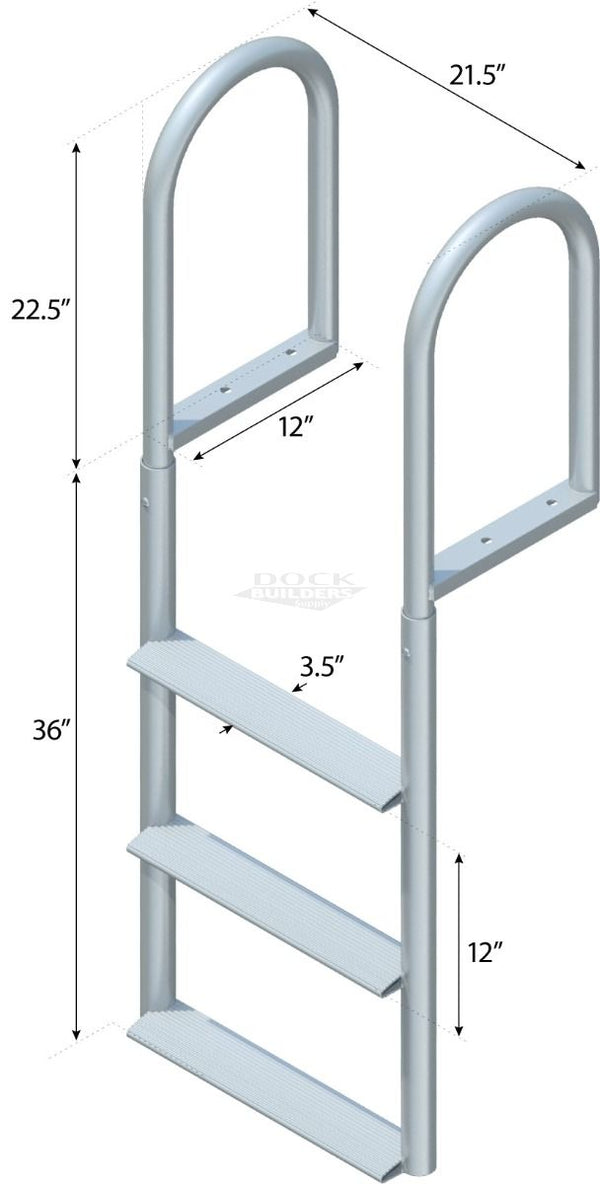 3 Step Straight Ladder with 3-1/2" Wide Steps